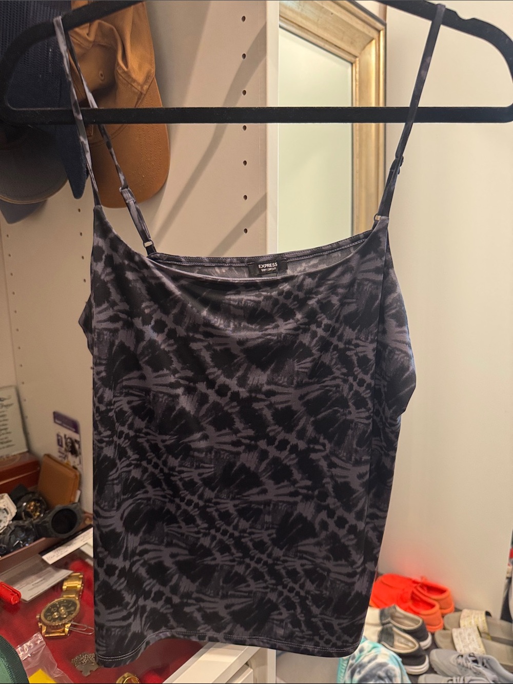 Express Black & Charcoal Printed Satin Cami